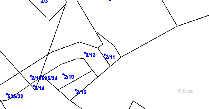 Parcela st. 2/11 v KÚ Drnholec, Katastrální mapa