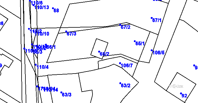 Parcela st. 65/2 v KÚ Drnholec, Katastrální mapa