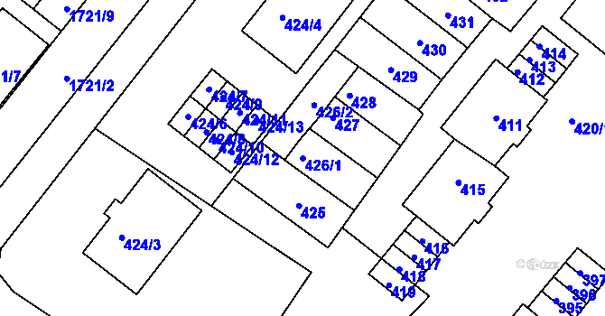 Parcela st. 426/1 v KÚ Drnholec, Katastrální mapa