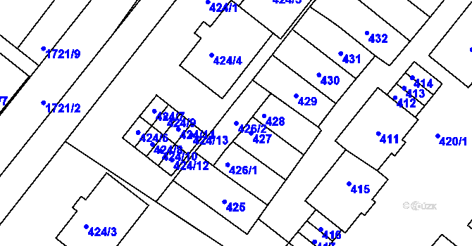 Parcela st. 426/2 v KÚ Drnholec, Katastrální mapa