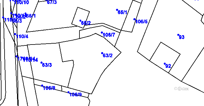 Parcela st. 63/2 v KÚ Drnholec, Katastrální mapa