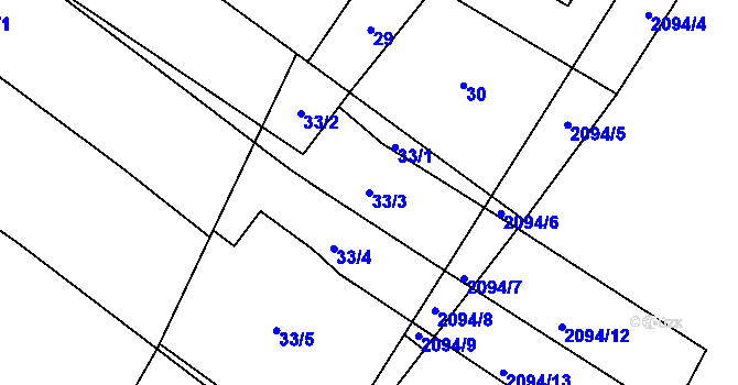 Parcela st. 33/3 v KÚ Drnholec, Katastrální mapa