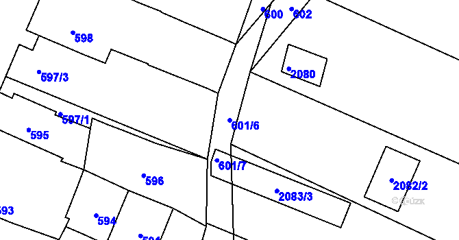 Parcela st. 601/6 v KÚ Drnholec, Katastrální mapa
