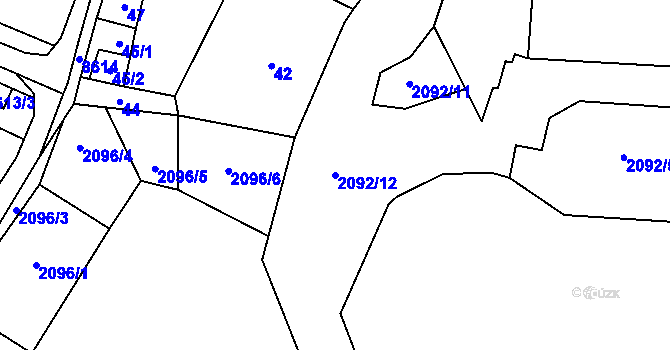 Parcela st. 2092/12 v KÚ Drnholec, Katastrální mapa