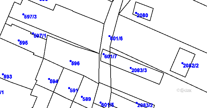 Parcela st. 601/7 v KÚ Drnholec, Katastrální mapa