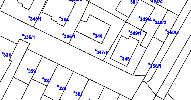 Parcela st. 347/1 v KÚ Drnholec, Katastrální mapa