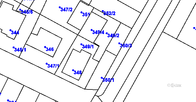 Parcela st. 349/3 v KÚ Drnholec, Katastrální mapa