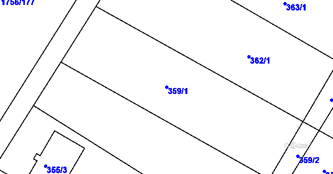 Parcela st. 359/1 v KÚ Drnholec, Katastrální mapa