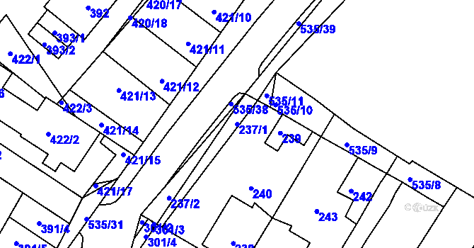 Parcela st. 237/1 v KÚ Drnholec, Katastrální mapa