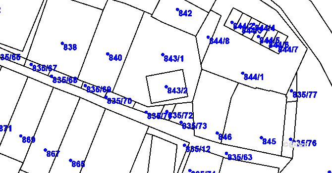 Parcela st. 843/2 v KÚ Drnholec, Katastrální mapa
