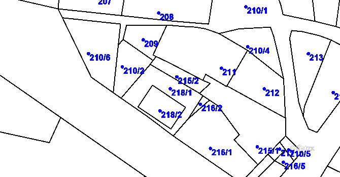 Parcela st. 218/1 v KÚ Drnholec, Katastrální mapa