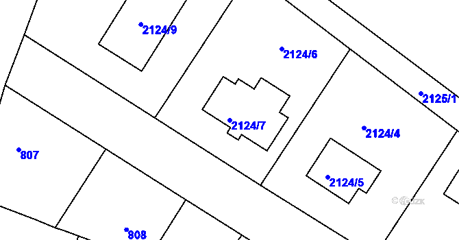 Parcela st. 2124/7 v KÚ Drnholec, Katastrální mapa