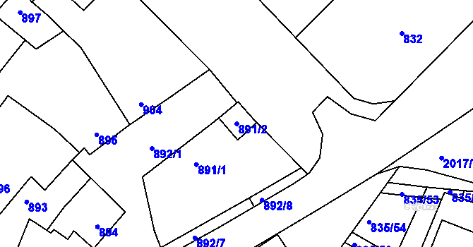 Parcela st. 891/2 v KÚ Drnholec, Katastrální mapa