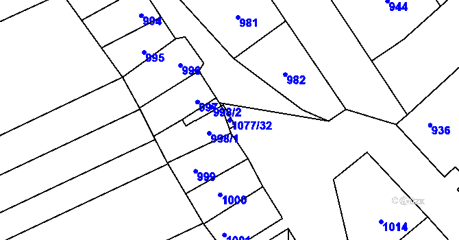 Parcela st. 1077/32 v KÚ Drnholec, Katastrální mapa