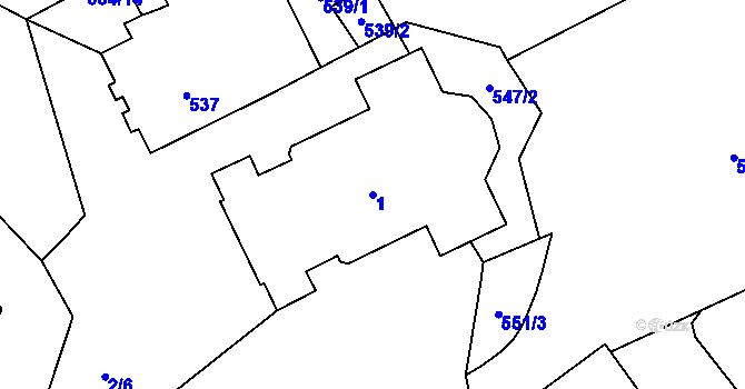 Parcela st. 1 v KÚ Drnholec, Katastrální mapa