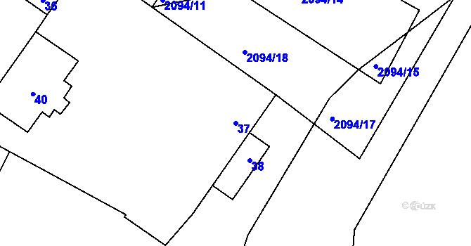 Parcela st. 37 v KÚ Drnholec, Katastrální mapa