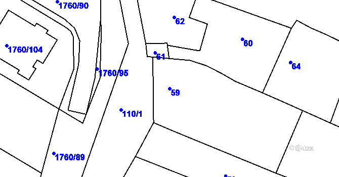 Parcela st. 59 v KÚ Drnholec, Katastrální mapa
