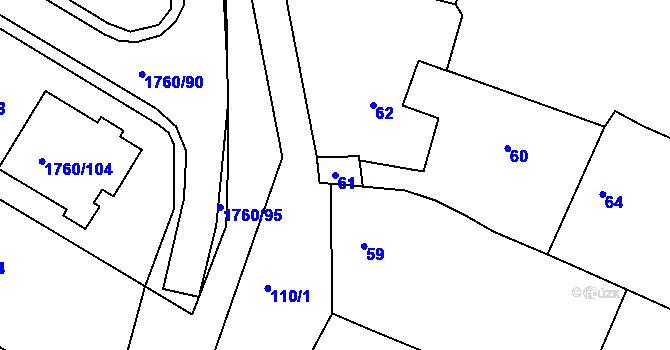 Parcela st. 61 v KÚ Drnholec, Katastrální mapa