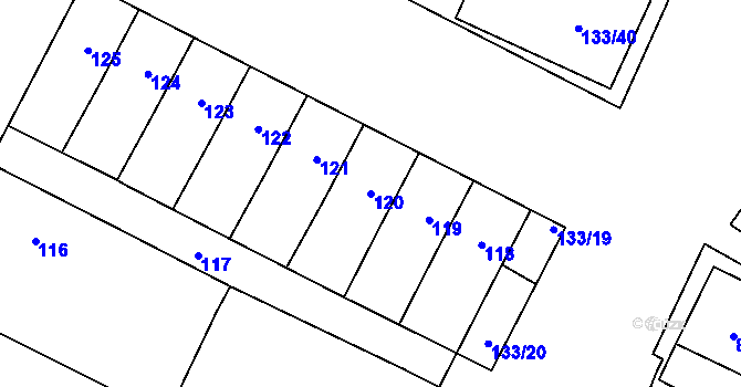 Parcela st. 120 v KÚ Drnholec, Katastrální mapa