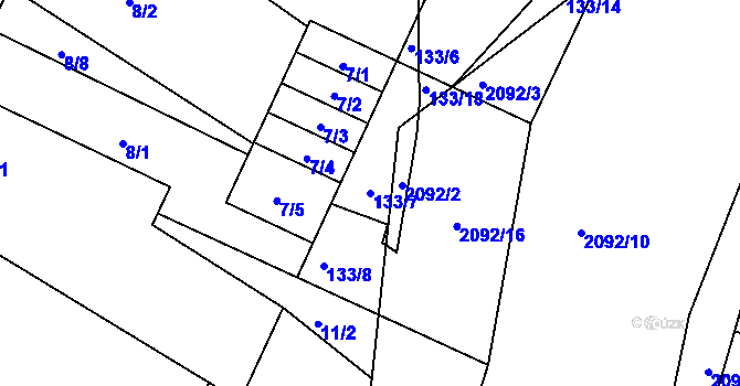 Parcela st. 133/7 v KÚ Drnholec, Katastrální mapa