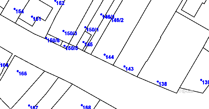 Parcela st. 144 v KÚ Drnholec, Katastrální mapa