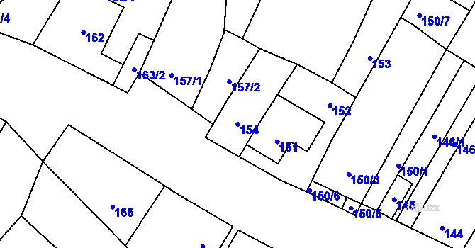 Parcela st. 154 v KÚ Drnholec, Katastrální mapa