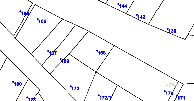 Parcela st. 168 v KÚ Drnholec, Katastrální mapa