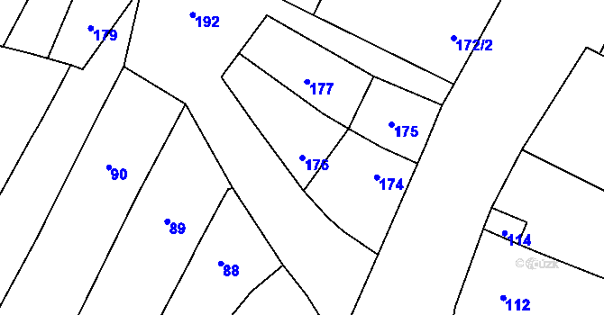 Parcela st. 176 v KÚ Drnholec, Katastrální mapa
