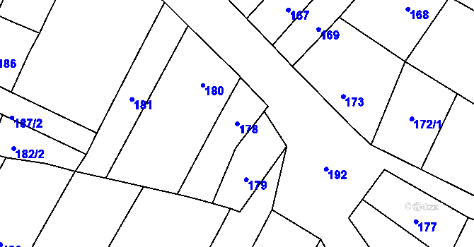 Parcela st. 178 v KÚ Drnholec, Katastrální mapa