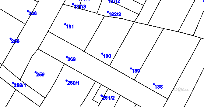 Parcela st. 190 v KÚ Drnholec, Katastrální mapa