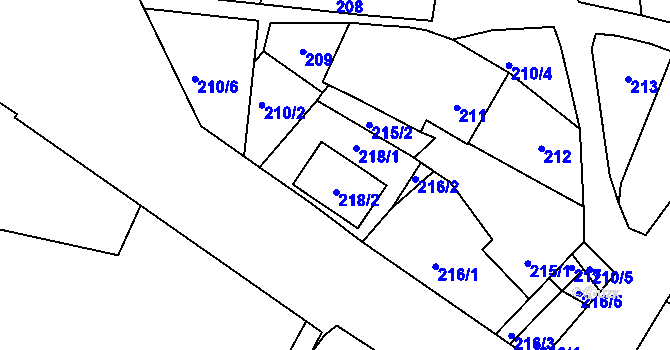 Parcela st. 218 v KÚ Drnholec, Katastrální mapa