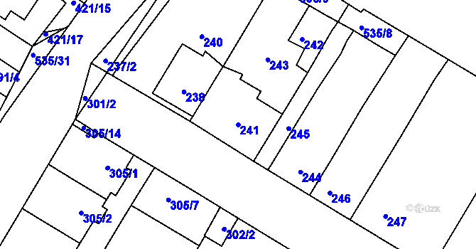Parcela st. 241 v KÚ Drnholec, Katastrální mapa