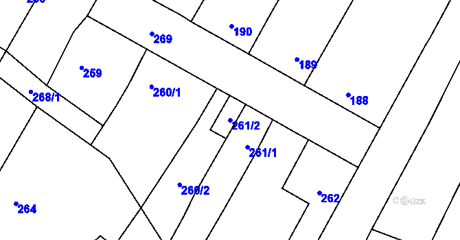 Parcela st. 261/2 v KÚ Drnholec, Katastrální mapa
