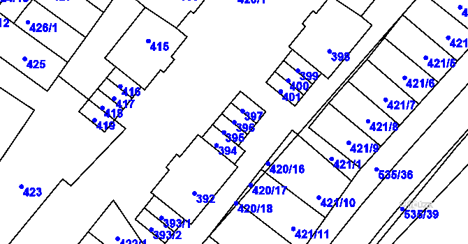 Parcela st. 396 v KÚ Drnholec, Katastrální mapa