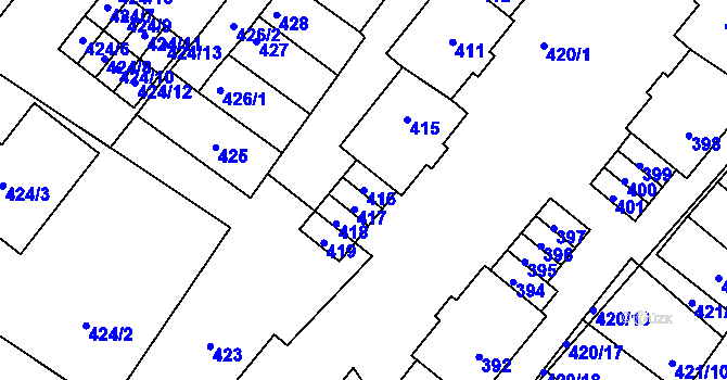 Parcela st. 416 v KÚ Drnholec, Katastrální mapa