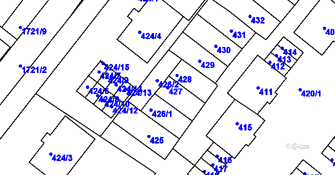 Parcela st. 427 v KÚ Drnholec, Katastrální mapa
