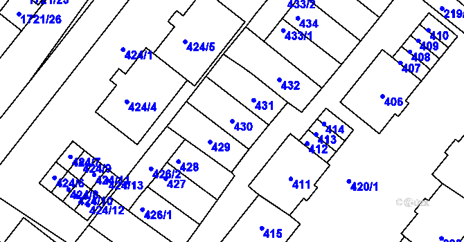 Parcela st. 430 v KÚ Drnholec, Katastrální mapa