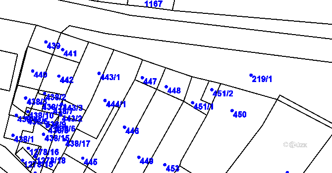 Parcela st. 448 v KÚ Drnholec, Katastrální mapa
