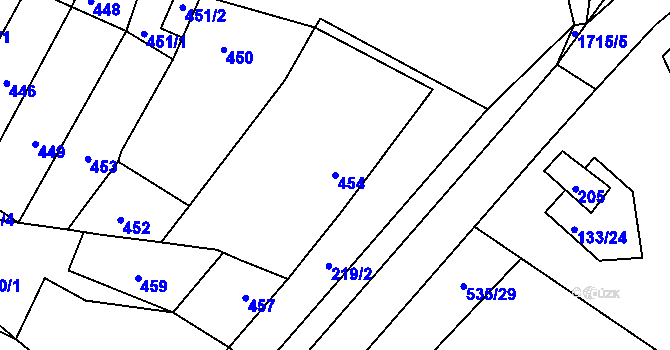 Parcela st. 454 v KÚ Drnholec, Katastrální mapa