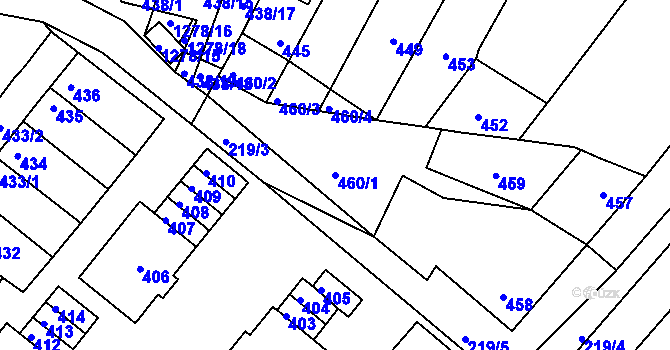 Parcela st. 460/1 v KÚ Drnholec, Katastrální mapa