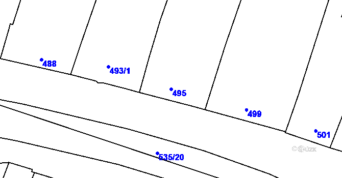 Parcela st. 495 v KÚ Drnholec, Katastrální mapa