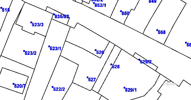 Parcela st. 526 v KÚ Drnholec, Katastrální mapa