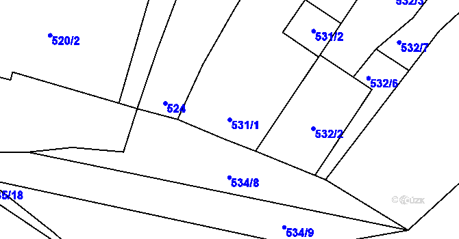 Parcela st. 531/1 v KÚ Drnholec, Katastrální mapa
