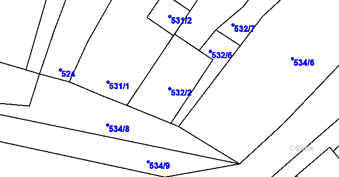 Parcela st. 532/2 v KÚ Drnholec, Katastrální mapa