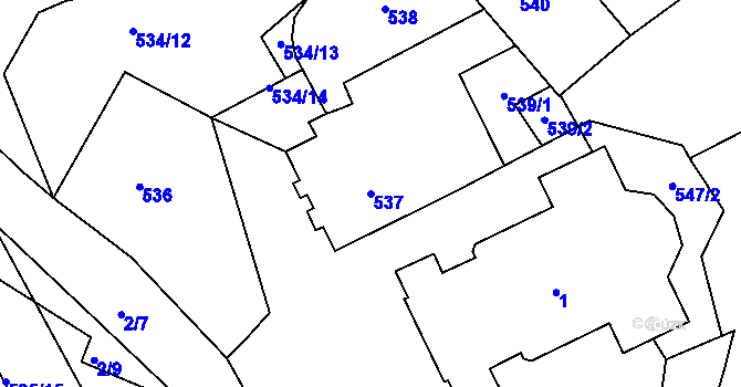 Parcela st. 537 v KÚ Drnholec, Katastrální mapa