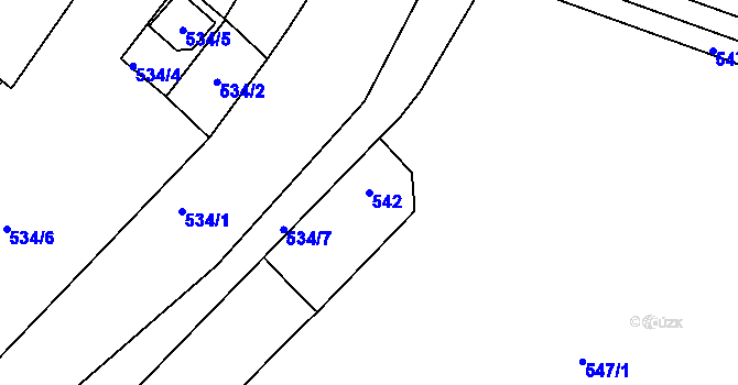 Parcela st. 542 v KÚ Drnholec, Katastrální mapa