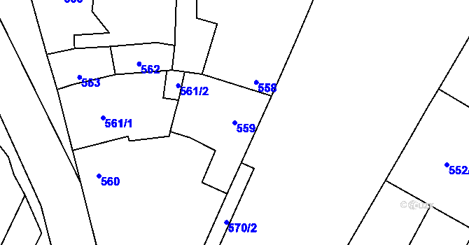 Parcela st. 559 v KÚ Drnholec, Katastrální mapa