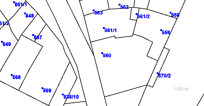Parcela st. 560 v KÚ Drnholec, Katastrální mapa