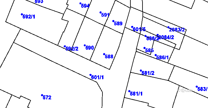 Parcela st. 588 v KÚ Drnholec, Katastrální mapa