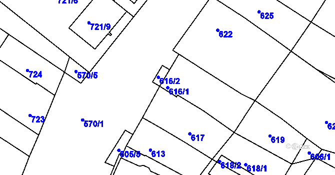 Parcela st. 616/1 v KÚ Drnholec, Katastrální mapa